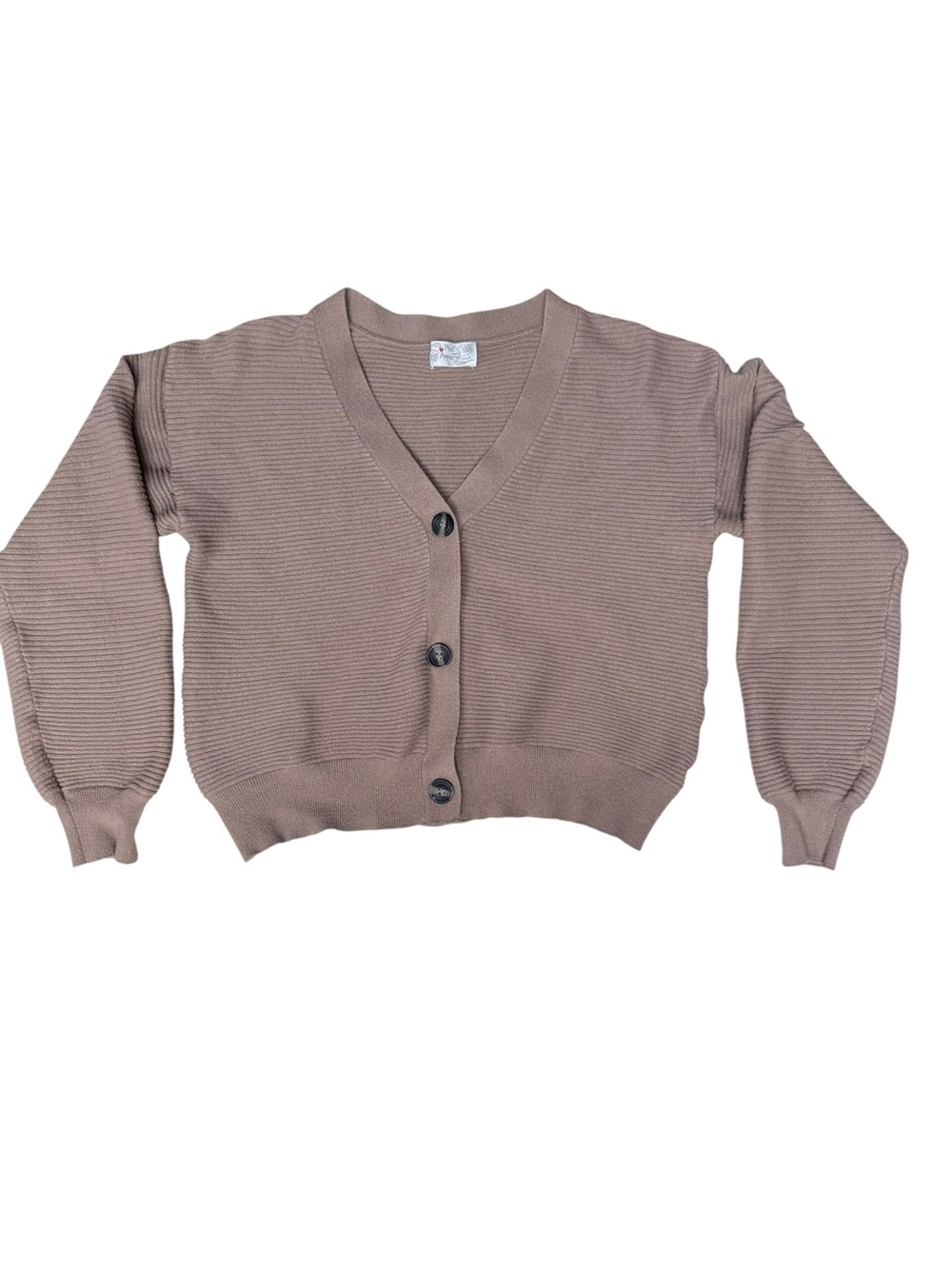 Taupe V-Neck Button-Down Cardigan